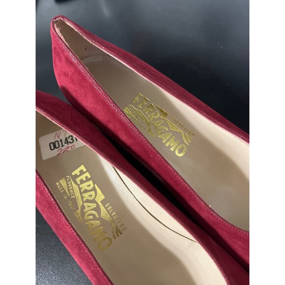 Salvatore Ferragamo Erica Suede Pump Burgundy Women’s 10 - Picture 5 of 10